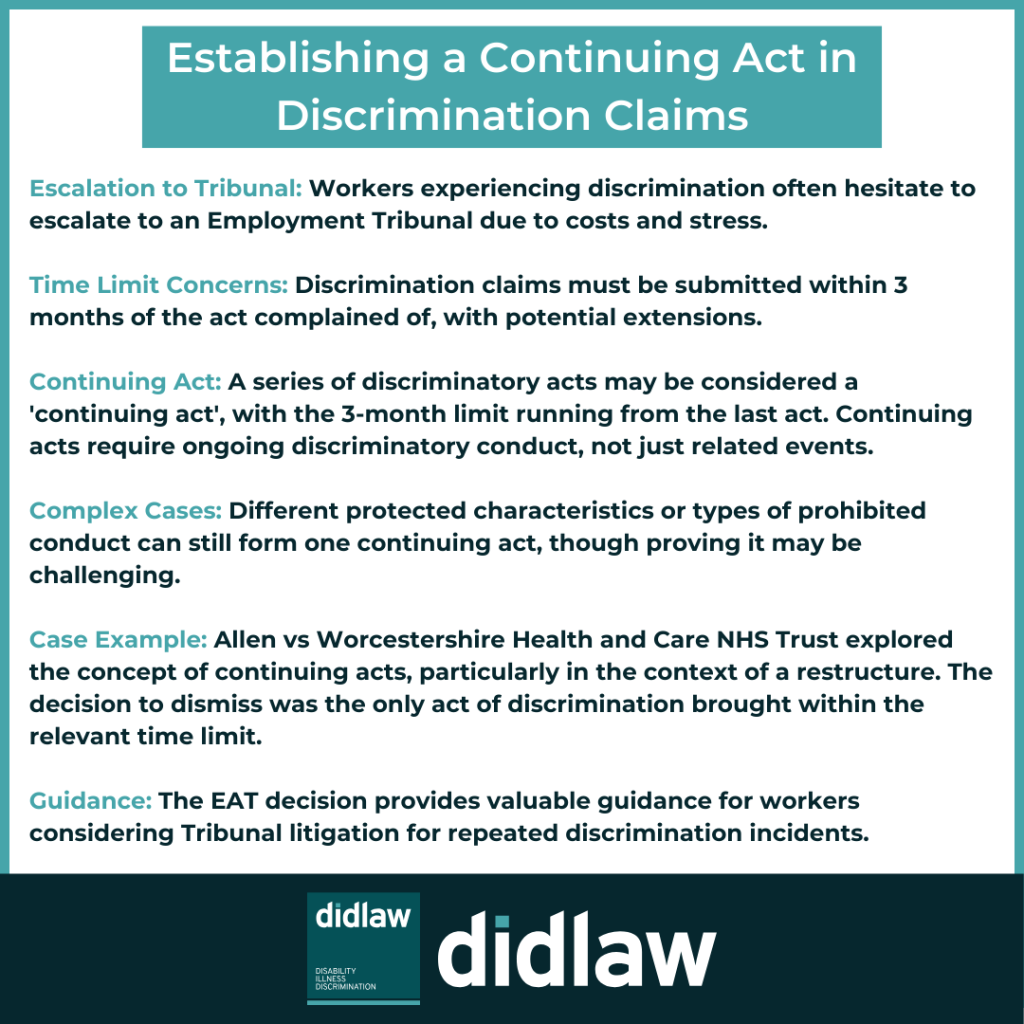 Establishing a continuing act in discrimination claims | Didlaw